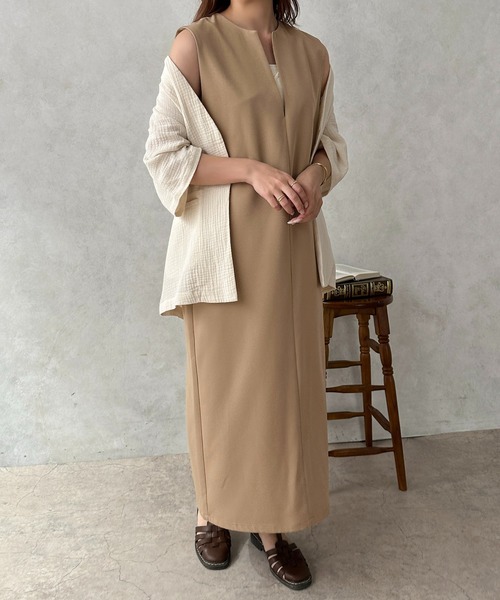 apres jour clair(アプレジュールクレア)の「【apres jour clair】キーネックジャンスカ【ZOZOTOWN限定アイテム】(ワンピース・レディース・ベージュ/アイボリー/ブラウン系その他/ブラック・X-LARGE/フリー)」の9枚目の写真