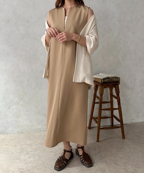 apres jour clair(アプレジュールクレア)の「【apres jour clair】キーネックジャンスカ【ZOZOTOWN限定アイテム】(ワンピース・レディース・ベージュ/アイボリー/ブラウン系その他/ブラック・X-LARGE/フリー)」の10枚目の写真