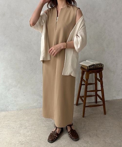 apres jour clair(アプレジュールクレア)の「【apres jour clair】キーネックジャンスカ【ZOZOTOWN限定アイテム】(ワンピース・レディース・ベージュ/アイボリー/ブラウン系その他/ブラック・X-LARGE/フリー)」の12枚目の写真