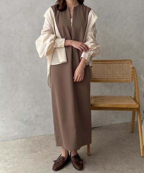 apres jour clair(アプレジュールクレア)の「【apres jour clair】キーネックジャンスカ【ZOZOTOWN限定アイテム】(ワンピース・レディース・ベージュ/アイボリー/ブラウン系その他/ブラック・X-LARGE/フリー)」の18枚目の写真