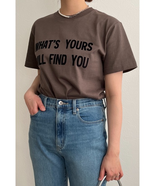 palm RICHE(ポームリシュ)の「WHATSYOUR フロッキーロゴプリントTシャツ(Tシャツ/カットソー・レディース・ベージュ/オフホワイト/チャコールグレー・M)」の22枚目の写真