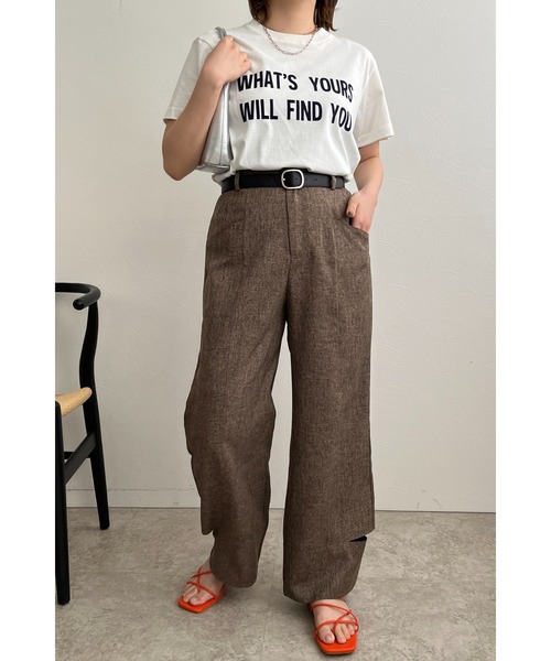 palm RICHE(ポームリシュ)の「WHATSYOUR フロッキーロゴプリントTシャツ(Tシャツ/カットソー・レディース・ベージュ/オフホワイト/チャコールグレー・M)」の10枚目の写真