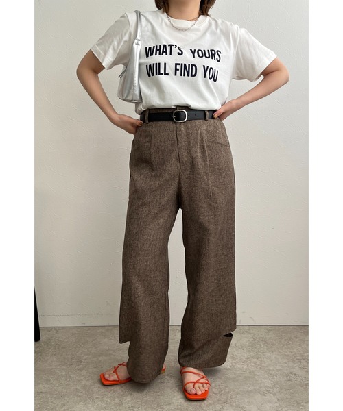 palm RICHE(ポームリシュ)の「WHATSYOUR フロッキーロゴプリントTシャツ(Tシャツ/カットソー・レディース・ベージュ/オフホワイト/チャコールグレー・M)」の11枚目の写真