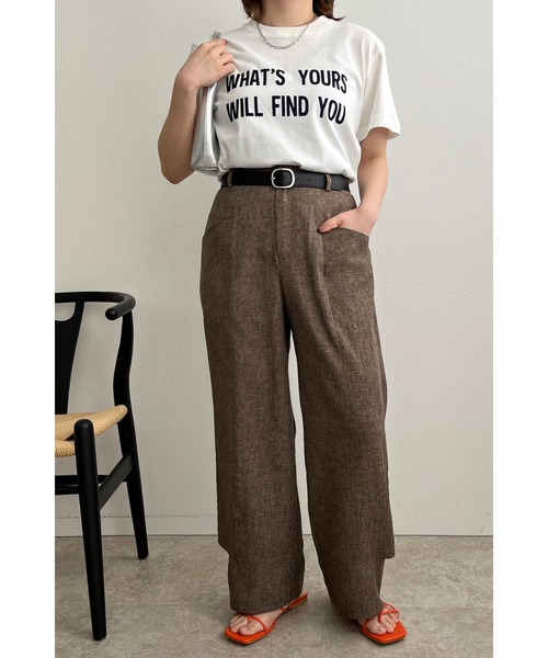 palm RICHE(ポームリシュ)の「WHATSYOUR フロッキーロゴプリントTシャツ(Tシャツ/カットソー・レディース・ベージュ/オフホワイト/チャコールグレー・M)」の12枚目の写真