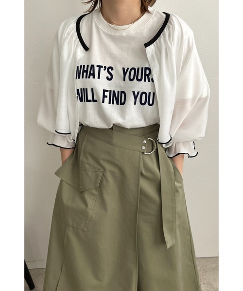 palm RICHE(ポームリシュ)の「WHATSYOUR フロッキーロゴプリントTシャツ(Tシャツ/カットソー・レディース・ベージュ/オフホワイト/チャコールグレー・M)」の7枚目の写真
