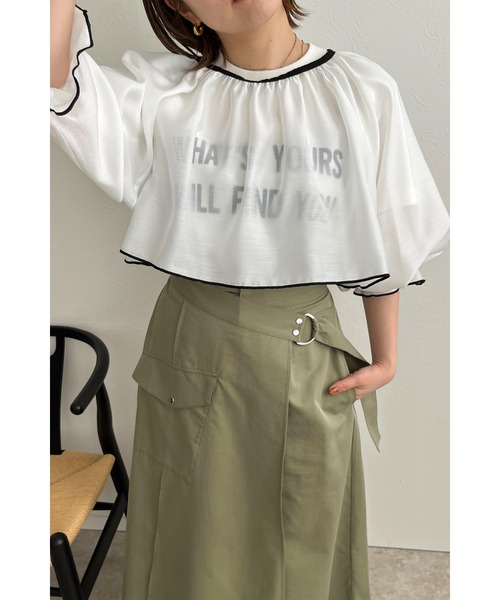palm RICHE(ポームリシュ)の「WHATSYOUR フロッキーロゴプリントTシャツ(Tシャツ/カットソー・レディース・ベージュ/オフホワイト/チャコールグレー・M)」の13枚目の写真