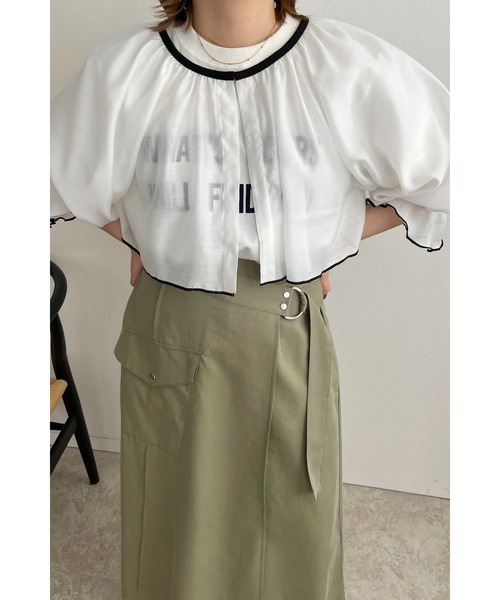 palm RICHE(ポームリシュ)の「WHATSYOUR フロッキーロゴプリントTシャツ(Tシャツ/カットソー・レディース・ベージュ/オフホワイト/チャコールグレー・M)」の14枚目の写真