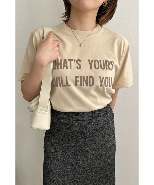 palm RICHE(ポームリシュ)の「WHATSYOUR フロッキーロゴプリントTシャツ(Tシャツ/カットソー・レディース・ベージュ/オフホワイト/チャコールグレー・M)」の16枚目の写真