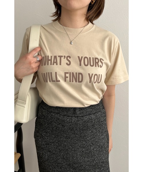 palm RICHE(ポームリシュ)の「WHATSYOUR フロッキーロゴプリントTシャツ(Tシャツ/カットソー・レディース・ベージュ/オフホワイト/チャコールグレー・M)」の18枚目の写真