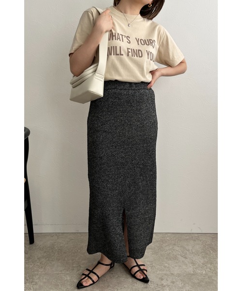 palm RICHE(ポームリシュ)の「WHATSYOUR フロッキーロゴプリントTシャツ(Tシャツ/カットソー・レディース・ベージュ/オフホワイト/チャコールグレー・M)」の19枚目の写真