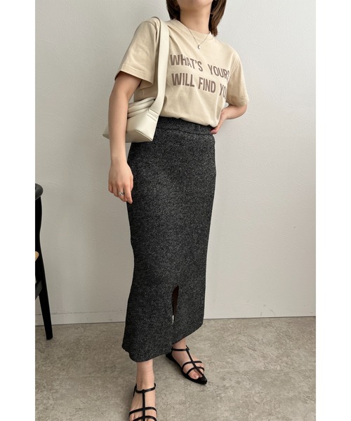 palm RICHE(ポームリシュ)の「WHATSYOUR フロッキーロゴプリントTシャツ(Tシャツ/カットソー・レディース・ベージュ/オフホワイト/チャコールグレー・M)」の20枚目の写真