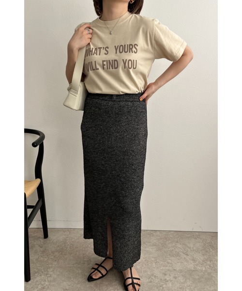 palm RICHE(ポームリシュ)の「WHATSYOUR フロッキーロゴプリントTシャツ(Tシャツ/カットソー・レディース・ベージュ/オフホワイト/チャコールグレー・M)」の21枚目の写真