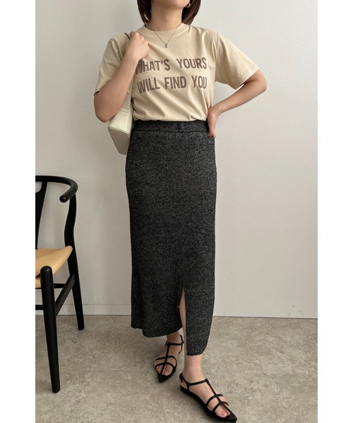 palm RICHE(ポームリシュ)の「WHATSYOUR フロッキーロゴプリントTシャツ(Tシャツ/カットソー・レディース・ベージュ/オフホワイト/チャコールグレー・M)」の17枚目の写真