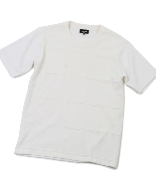 MEN'S BIGI（メンズビギ）の「ニットコンビハーフスリーブカットソー（Tシャツ/カットソー・メンズ・サックスブルー/ネイビー/ホワイト/グリーン・01/02/03）」の2枚目の写真
