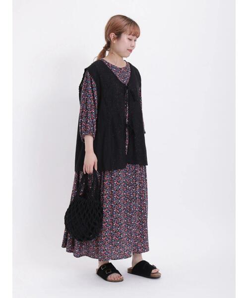 Samansa Mos2（サマンサ モスモス）の「マクラメラウンドトートバッグ（ハンドバッグ・レディース・ブラック/キナリ・ﾌﾘ-）」の7枚目の写真