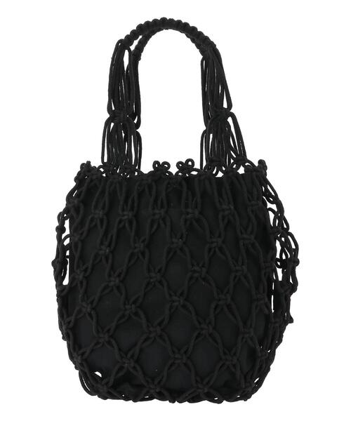 Samansa Mos2（サマンサ モスモス）の「マクラメラウンドトートバッグ（ハンドバッグ・レディース・ブラック/キナリ・ﾌﾘ-）」の11枚目の写真