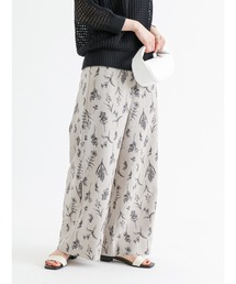 麻調プリント柄アソートワイドパンツ