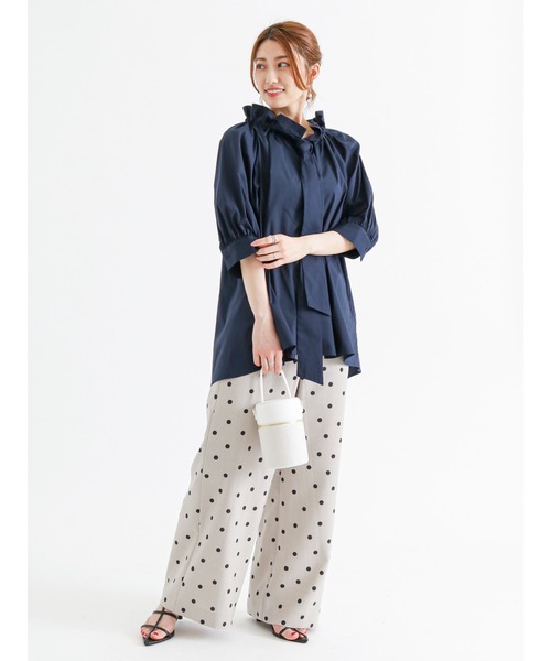 Te chichi(テチチ)の「麻調プリント柄アソートワイドパンツ(その他パンツ・レディース・ブラック/ベージュ/キナリ/チャコール・フリ-)」の6枚目の写真