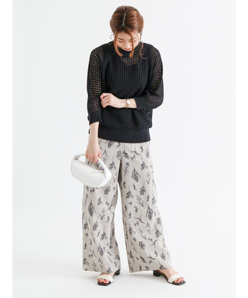 Te chichi(テチチ)の「麻調プリント柄アソートワイドパンツ(その他パンツ・レディース・ブラック/ベージュ/キナリ/チャコール・フリ-)」の8枚目の写真