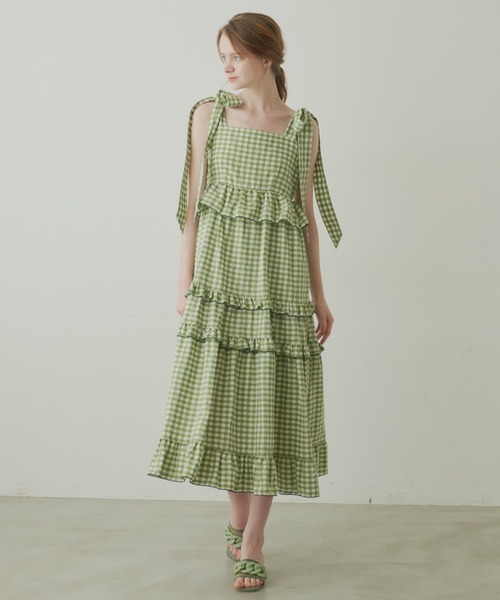 idem（イデム）の「ribbon gingham check onepiece/ギンガム