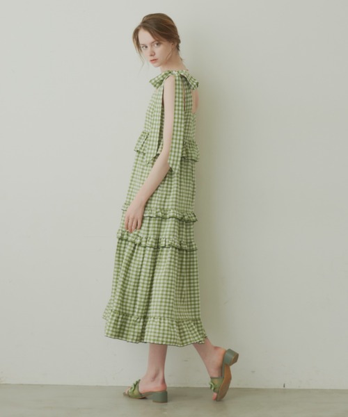 idem（イデム）の「ribbon gingham check onepiece/ギンガム