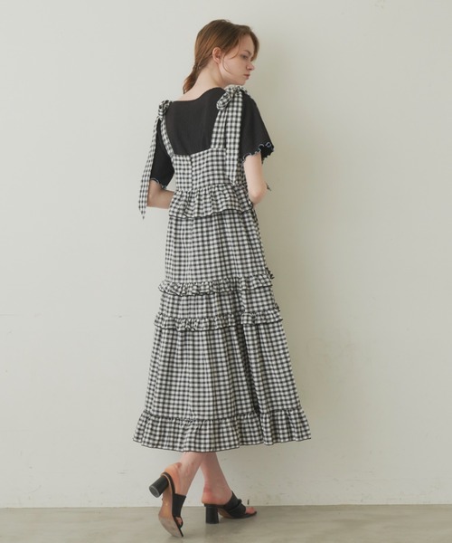 idem（イデム）の「ribbon gingham check onepiece/ギンガムチェックワンピース（ワンピース・レディース・ブルー/ブラック/グリーン・FREE）」の15枚目の写真