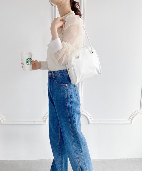 thank U more(サンキューモア)の「ソフトフェイクレザー ミニボストン風 ハンドバッグ(ショルダーバッグ・レディース・ベージュ/ホワイト/ブラウン/ブラック・FREE)」の7枚目の写真