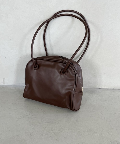 thank U more(サンキューモア)の「ソフトフェイクレザー ミニボストン風 ハンドバッグ(ショルダーバッグ・レディース・ベージュ/ホワイト/ブラウン/ブラック・FREE)」の9枚目の写真