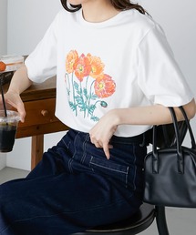 フラワーモチーフプリント 半袖Tシャツ