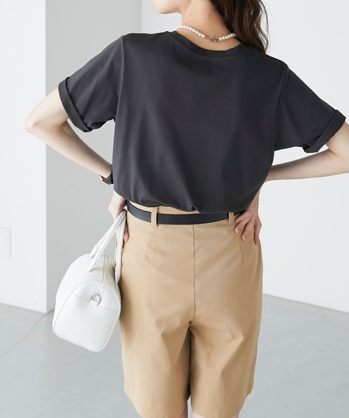 BONLECILL(ボンルシール)の「フラワーモチーフプリント 半袖Tシャツ(Tシャツ/カットソー・レディース・ライトグリーン/チャコールグレー/アイボリー/オフホワイト・FREE)」の10枚目の写真