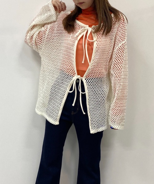 FOREVER 21(フォーエバー トゥエンティーワン)の「2WAYメッシュプルオーバー(カーディガン/ボレロ・レディース・ブラック/オフホワイト/カーキ・FREE)」の1枚目の写真