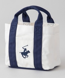 JEANS MATE（ジーンズメイト）の「【BEVERLY HILLS POLO CLUB/ビバリーヒルズポロクラブ 】【便利な3部屋仕切り】キャンバス ミニトートバッグ ブランド ロゴ ポニー 刺繍 BHPC ハンドバッグ ランチバッグ（トートバッグ）」