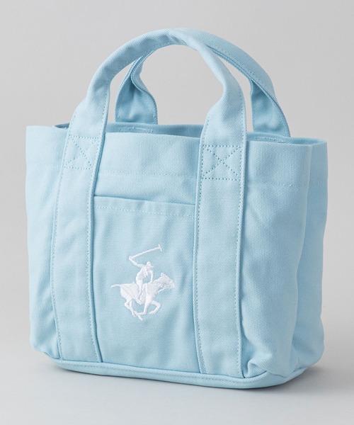 BEVERLY HILLS POLO CLUB(ビバリーヒルズポロクラブ)の「【BEVERLY HILLS POLO CLUB/ビバリーヒルズポロクラブ 】【便利な3部屋仕切り】キャンバス ミニトートバッグ ブランド ロゴ ポニー 刺繍 BHPC ハンドバッグ ランチバッグ(トートバッグ・レディース・ベージュ/ネイビー/サックスブルー/ブラウン/ブラック/インディゴブルー・FREE)」の5枚目の写真