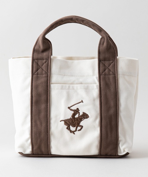 BEVERLY HILLS POLO CLUB(ビバリーヒルズポロクラブ)の「【BEVERLY HILLS POLO CLUB/ビバリーヒルズポロクラブ 】【便利な3部屋仕切り】キャンバス ミニトートバッグ ブランド ロゴ ポニー 刺繍 BHPC ハンドバッグ ランチバッグ(トートバッグ・レディース・ベージュ/ネイビー/サックスブルー/ブラウン/ブラック/インディゴブルー・FREE)」の7枚目の写真