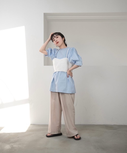lawgy（ラウジー）の「design shoulder blouse（シャツ/ブラウス・レディース・ホワイト/ブルー・FREE）」の14枚目の写真