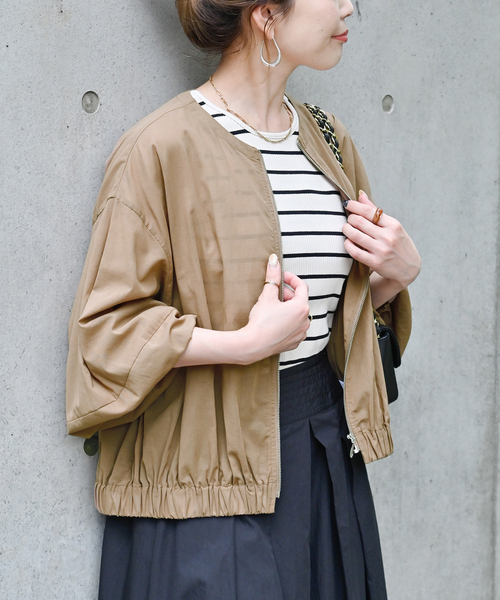 Simplicite(サンプリシテ)の「《追加》ギャザーシアージャケット(その他アウター・レディース・ブラック/カーキ/ブラウン・FREE)」の2枚目の写真