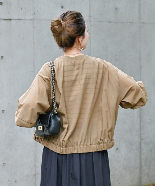 Simplicite(サンプリシテ)の「《追加》ギャザーシアージャケット(その他アウター・レディース・ブラック/カーキ/ブラウン・FREE)」の13枚目の写真
