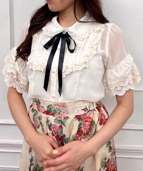 axes femme（アクシーズファム）の「シアーフリル丸襟ブラウス（シャツ 
