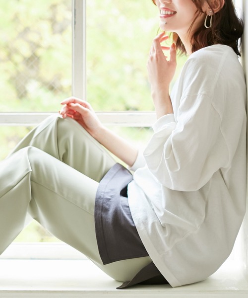 Viola e Viola（ヴィオラエヴィオラ）の「綿１００％レイヤード付け裾（その他アンダーウェア/インナー・レディース・ホワイト/ブラック/モカ/チャコール・M～Ｌ/4L～5L/LL～3L）」の3枚目の写真