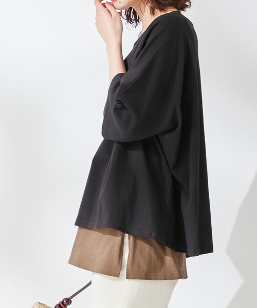 Viola e Viola（ヴィオラエヴィオラ）の「綿１００％レイヤード付け裾（その他アンダーウェア/インナー・レディース・ホワイト/ブラック/モカ/チャコール・M～Ｌ/4L～5L/LL～3L）」の4枚目の写真