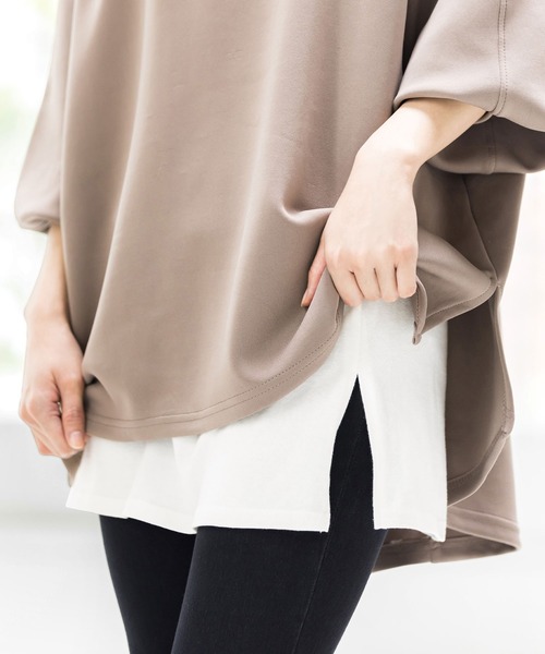 Viola e Viola（ヴィオラエヴィオラ）の「綿１００％レイヤード付け裾（その他アンダーウェア/インナー・レディース・ホワイト/ブラック/モカ/チャコール・M～Ｌ/4L～5L/LL～3L）」の7枚目の写真