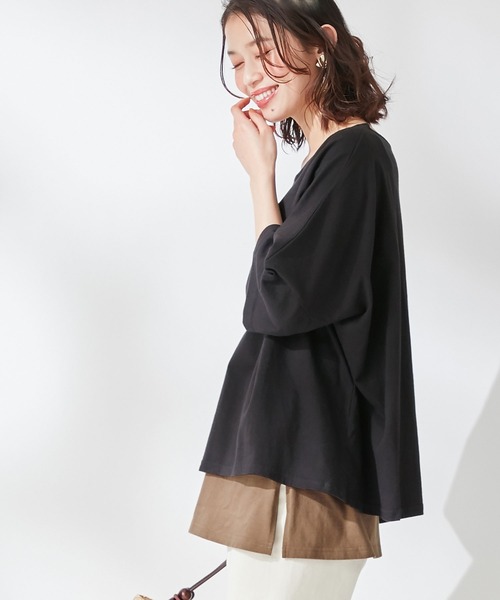 Viola e Viola（ヴィオラエヴィオラ）の「綿１００％レイヤード付け裾（その他アンダーウェア/インナー・レディース・ホワイト/ブラック/モカ/チャコール・M～Ｌ/4L～5L/LL～3L）」の12枚目の写真