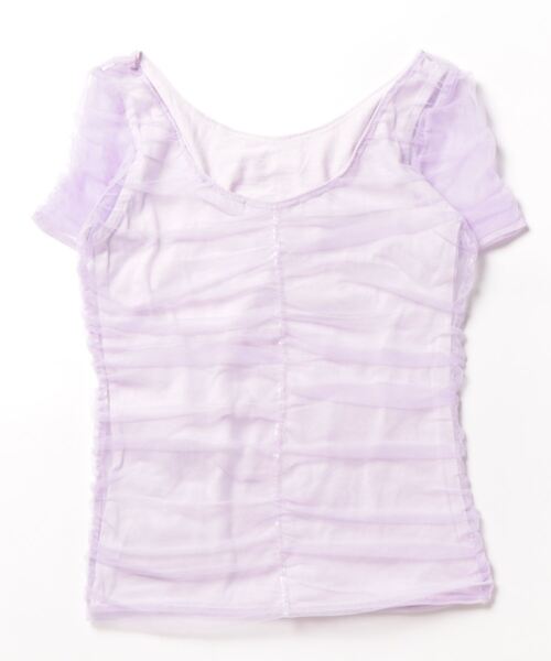 MOUSSY(マウジー)の「CUT TULLE トップス(Tシャツ/カットソー・レディース・ライトベージュ/ライトパープル/ネイビー・FREE)」の22枚目の写真