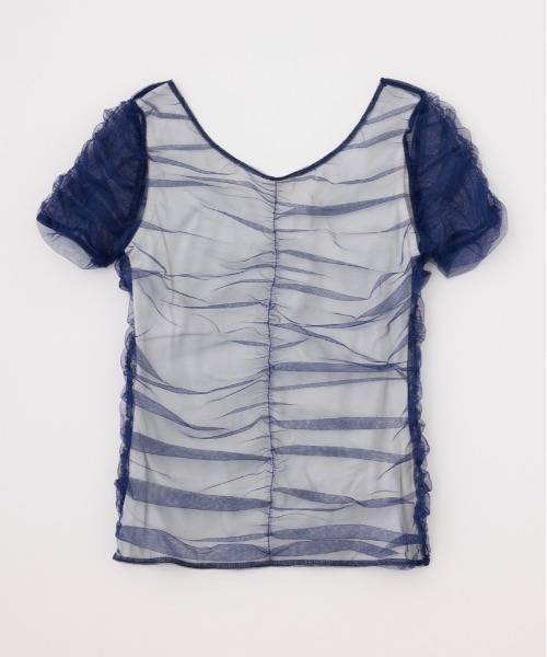 MOUSSY(マウジー)の「CUT TULLE トップス(Tシャツ/カットソー・レディース・ライトベージュ/ライトパープル/ネイビー・FREE)」の3枚目の写真