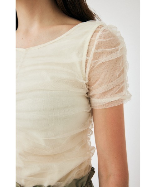 MOUSSY(マウジー)の「CUT TULLE トップス(Tシャツ/カットソー・レディース・ライトベージュ/ライトパープル/ネイビー・FREE)」の20枚目の写真