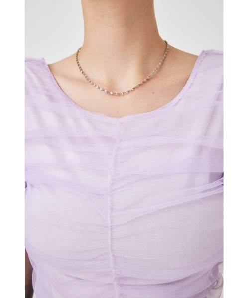 MOUSSY(マウジー)の「CUT TULLE トップス(Tシャツ/カットソー・レディース・ライトベージュ/ライトパープル/ネイビー・FREE)」の5枚目の写真