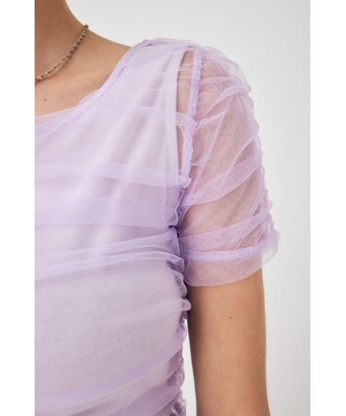 MOUSSY(マウジー)の「CUT TULLE トップス(Tシャツ/カットソー・レディース・ライトベージュ/ライトパープル/ネイビー・FREE)」の8枚目の写真