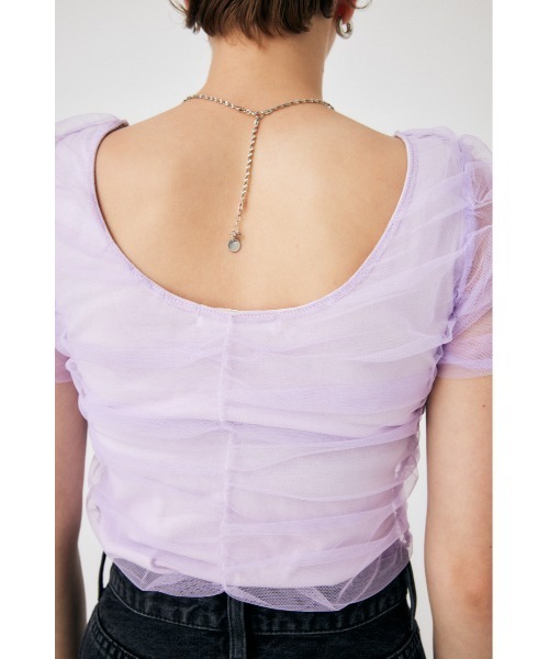 MOUSSY(マウジー)の「CUT TULLE トップス(Tシャツ/カットソー・レディース・ライトベージュ/ライトパープル/ネイビー・FREE)」の18枚目の写真
