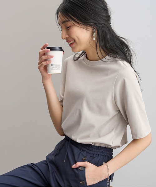BELLUNA PLUS（ベルーナ）の「汗ジミ対策！５分袖プルオーバー（Tシャツ/カットソー・レディース・ロイヤルブルー/ライム/ベージュ系/ブラック・MEDIUM/LARGE/X-LARGE）」の3枚目の写真