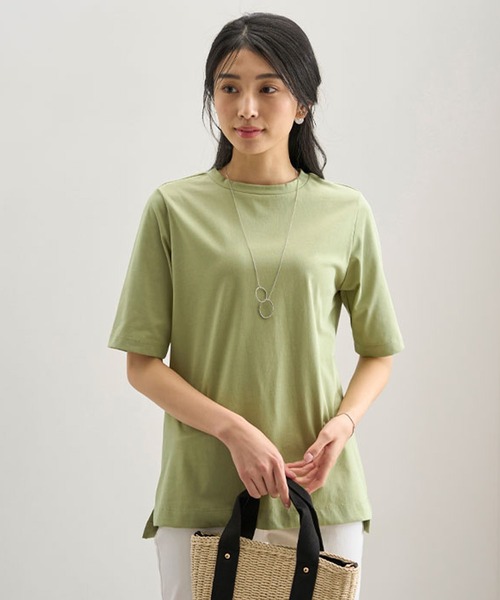 BELLUNA PLUS（ベルーナ）の「汗ジミ対策！５分袖プルオーバー（Tシャツ/カットソー・レディース・ロイヤルブルー/ライム/ベージュ系/ブラック・MEDIUM/LARGE/X-LARGE）」の4枚目の写真